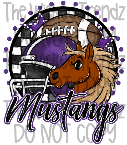 Mustangs Purple Football Team Mascot Digital Design