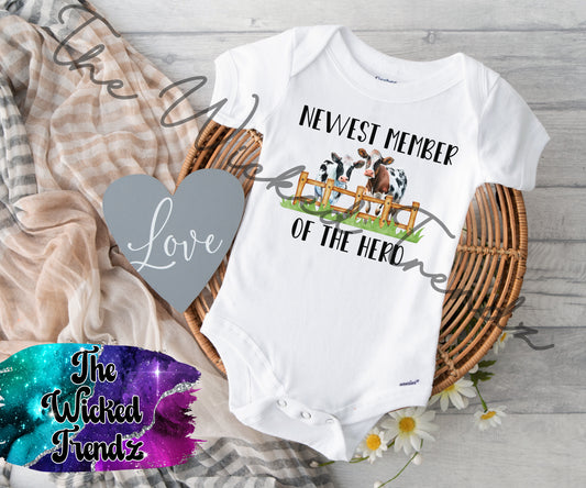 Baby Onesie© Newest Member Of The Herd Cow Farm Farming Farm Life
