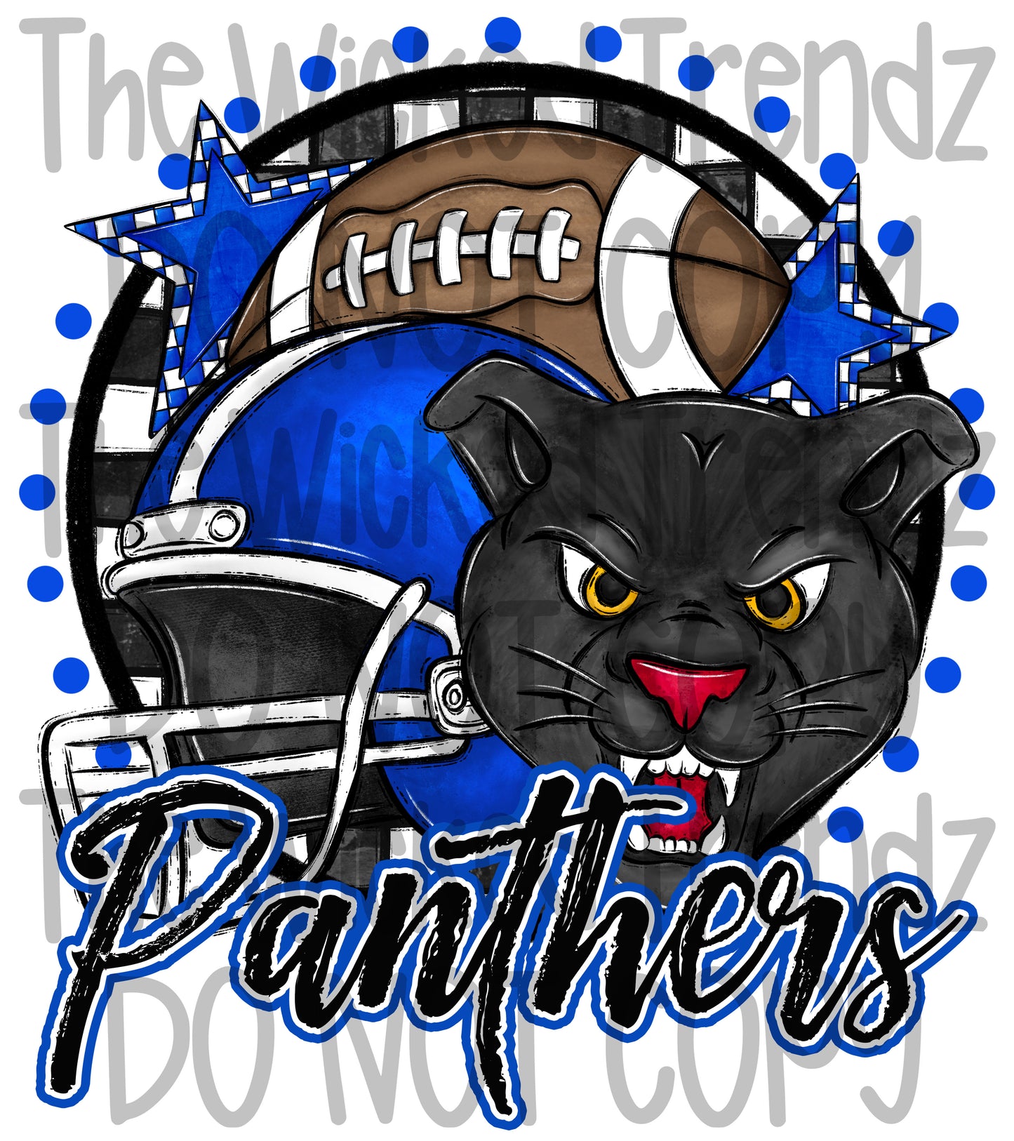 Panthers Blue Football Mascot Digital Design
