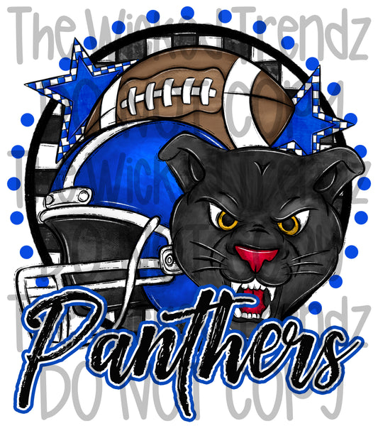 Panthers Blue Football Team Mascot Digital Design