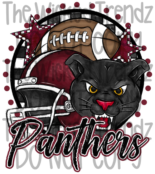 Panthers Maroon Football Team Mascot Digital Design