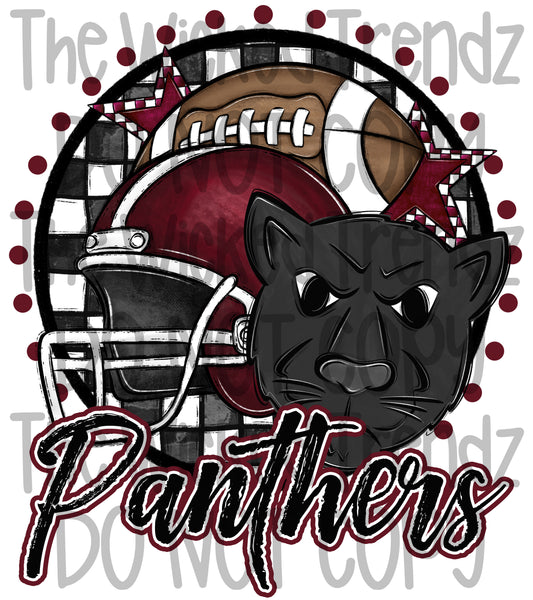Panthers Maroon Football Team Mascot Digital Design