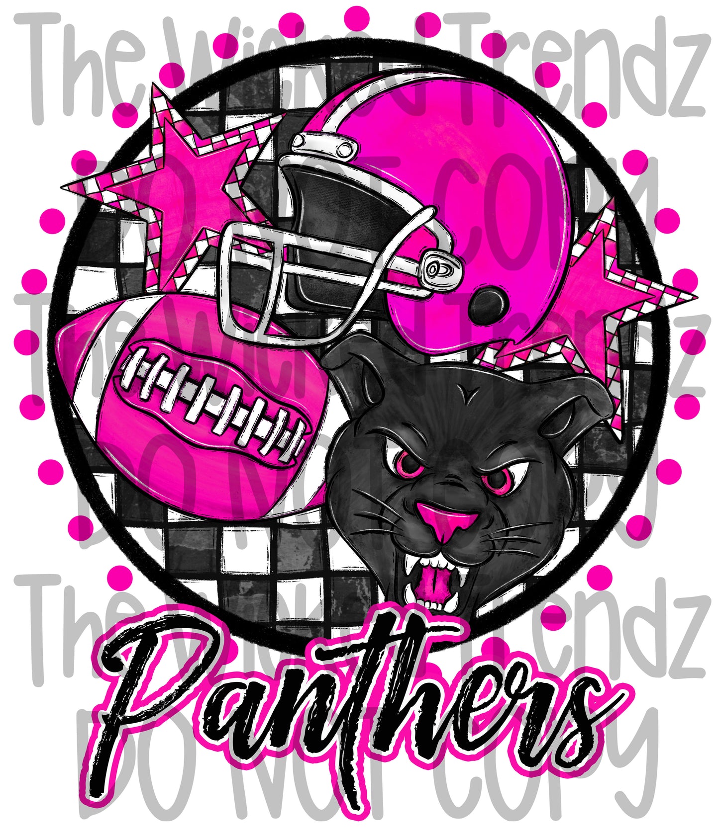 Panthers Pink Out Football Cheer Mascot Digital Design October Awareness