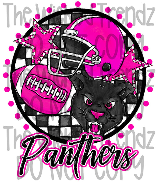 Panthers Pink Out Football Cheer Team Mascot Digital Design October Awareness