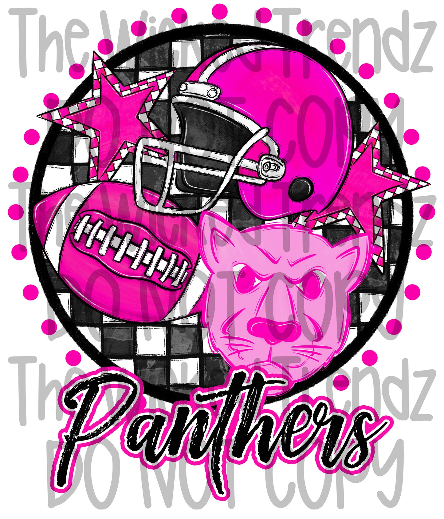 Panthers Pink Out Football Cheer Mascot Digital Design October Awareness
