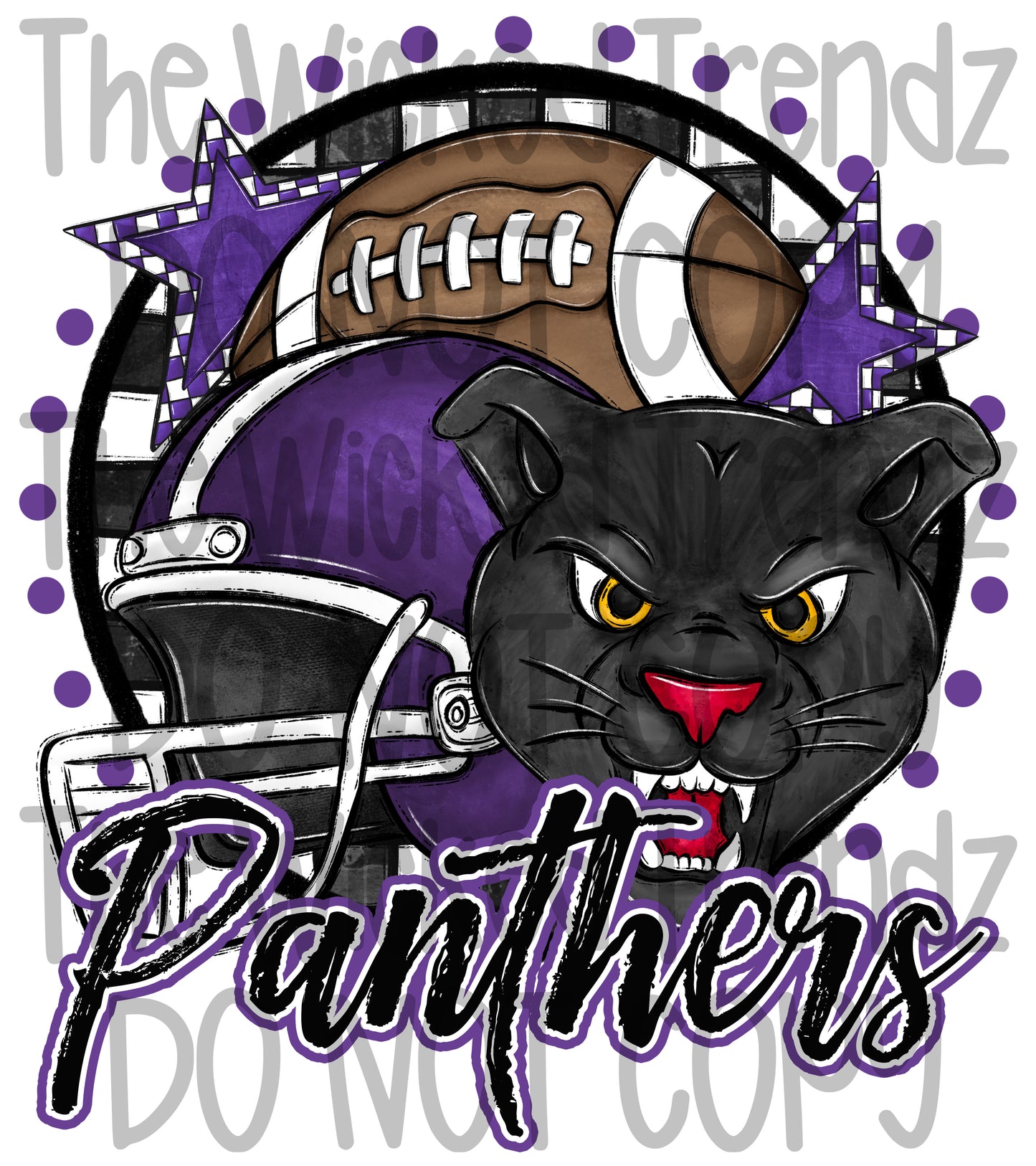 Panthers Purple Football Mascot Digital Design