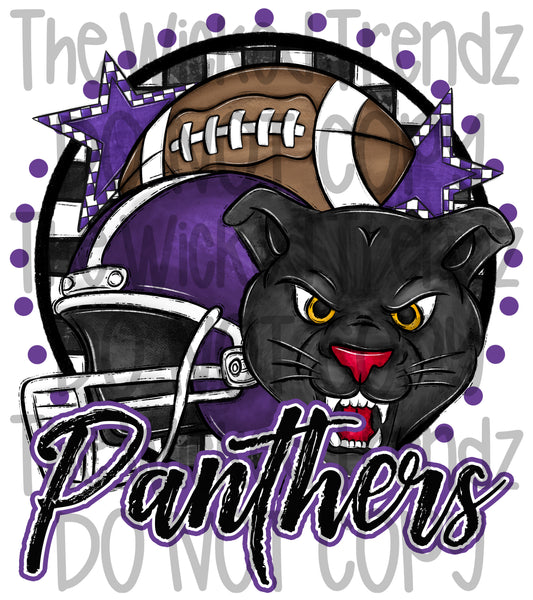 Panthers Purple Football Team Mascot Digital Design