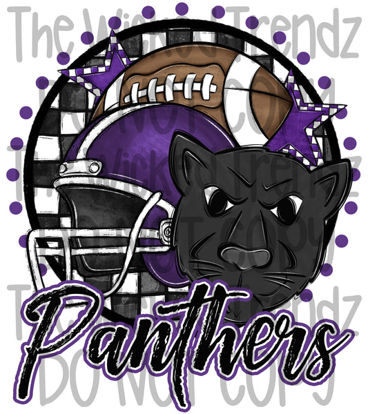 Panthers Purple Football Team Mascot Digital Design