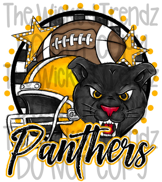 Panthers Yellow Football Team Mascot Digital Design