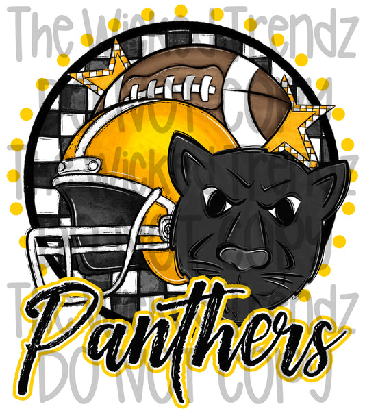 Panthers Yellow Football Team Mascot Digital Design