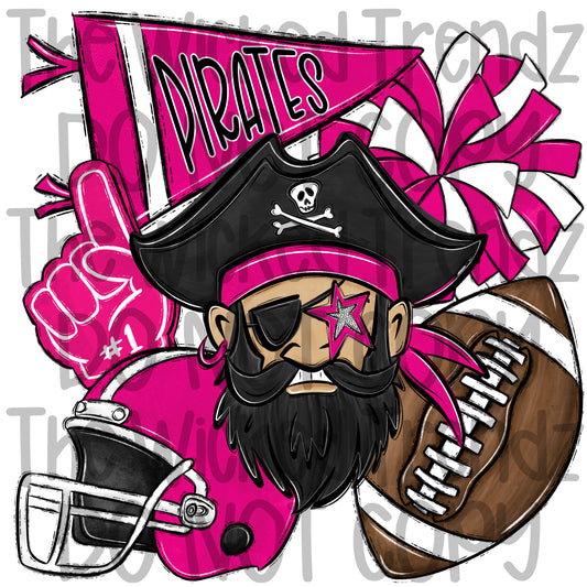 Pirates Pink Out Football Cheer Team Mascot Digital Design October Awareness