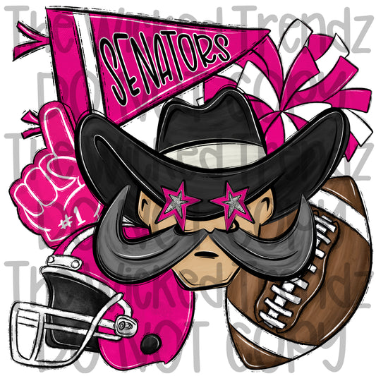 Senators Pink Out Football Cheer Team Mascot Digital Design October Awareness