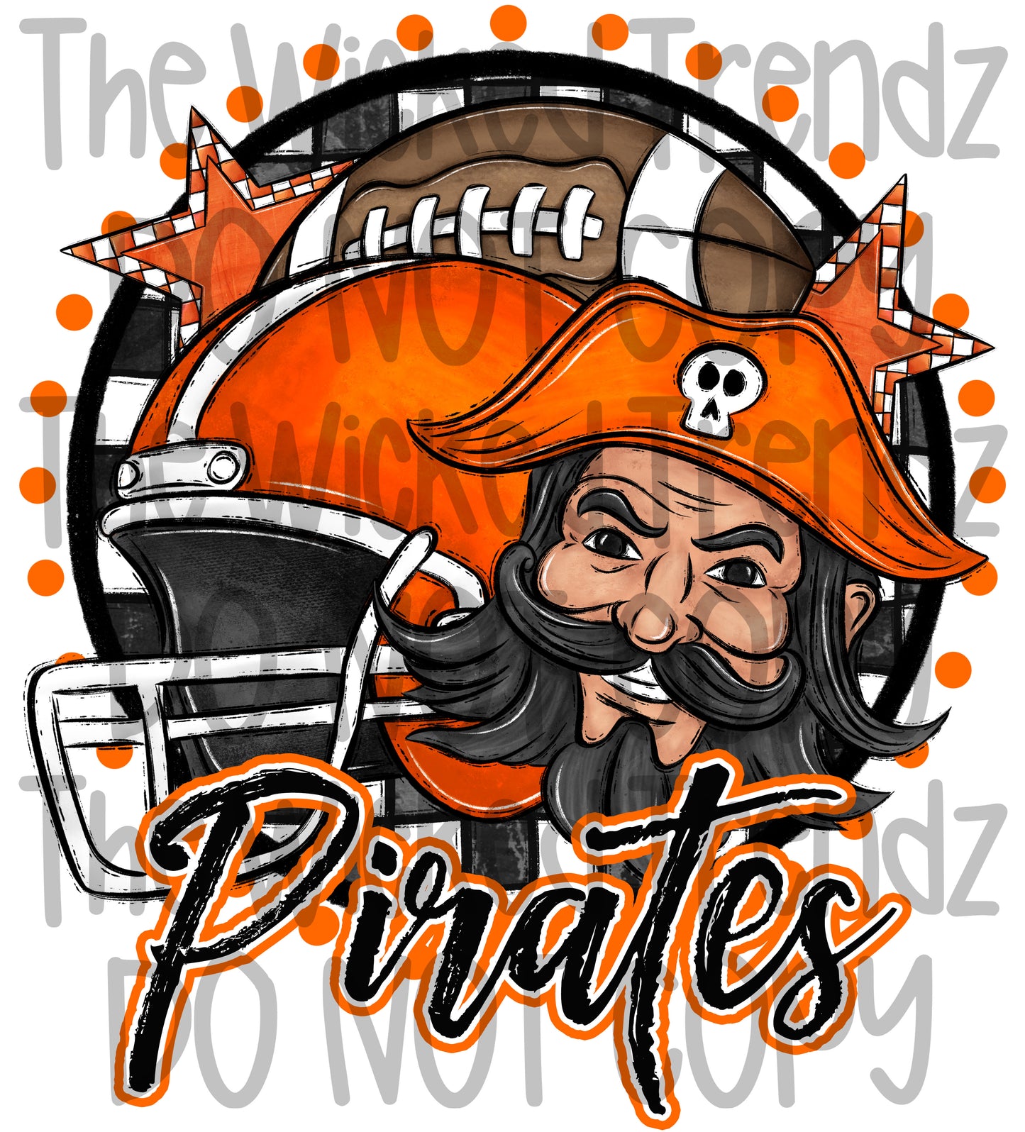 Pirates Orange Football Mascot Digital Design