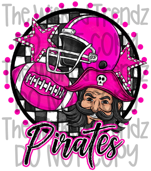 Pirates Pink Out Football Cheer Team Mascot Digital Design October Awareness
