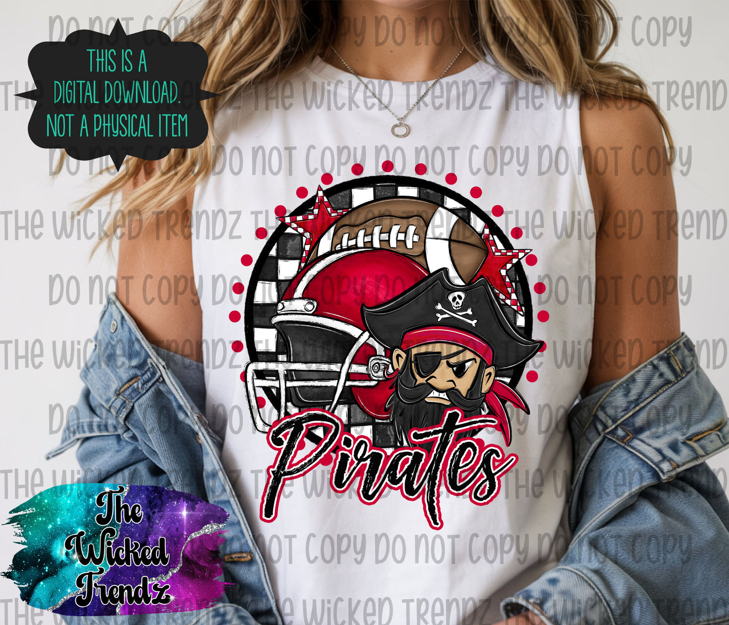 Pirates Red Football Mascot Digital Design