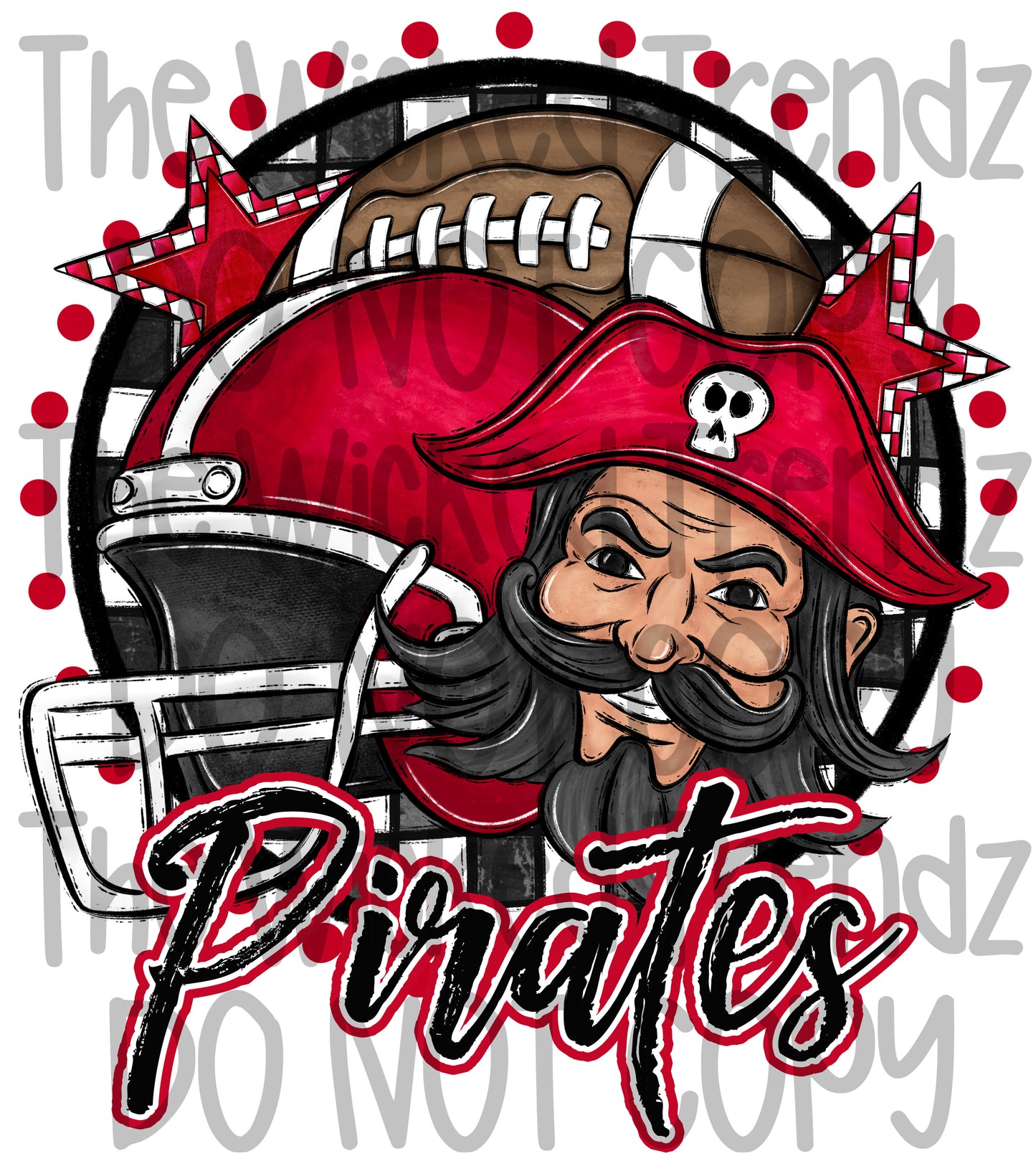 Pirates Red Football Mascot Digital Design