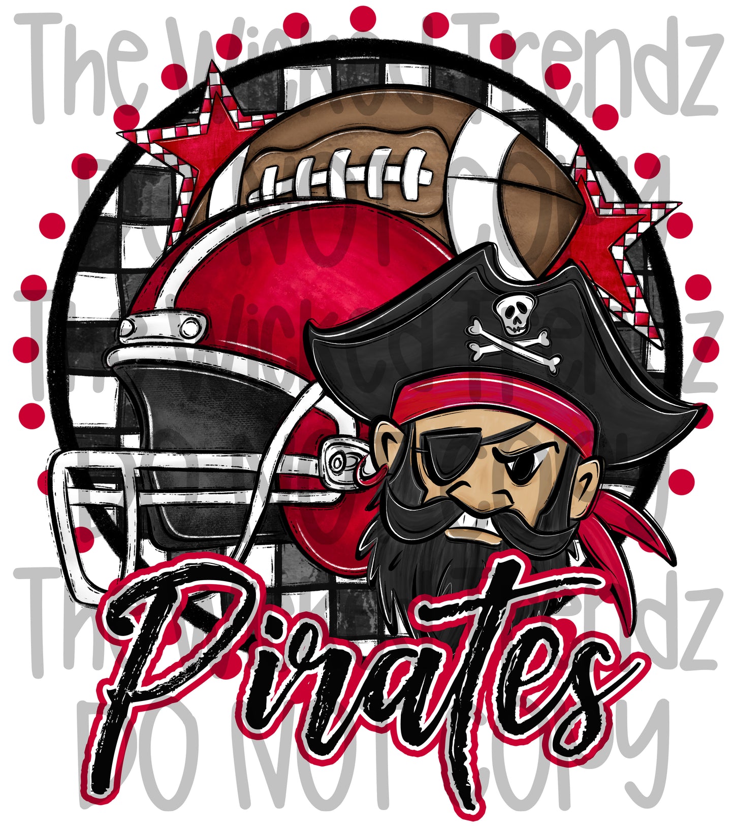 Pirates Red Football Mascot Digital Design