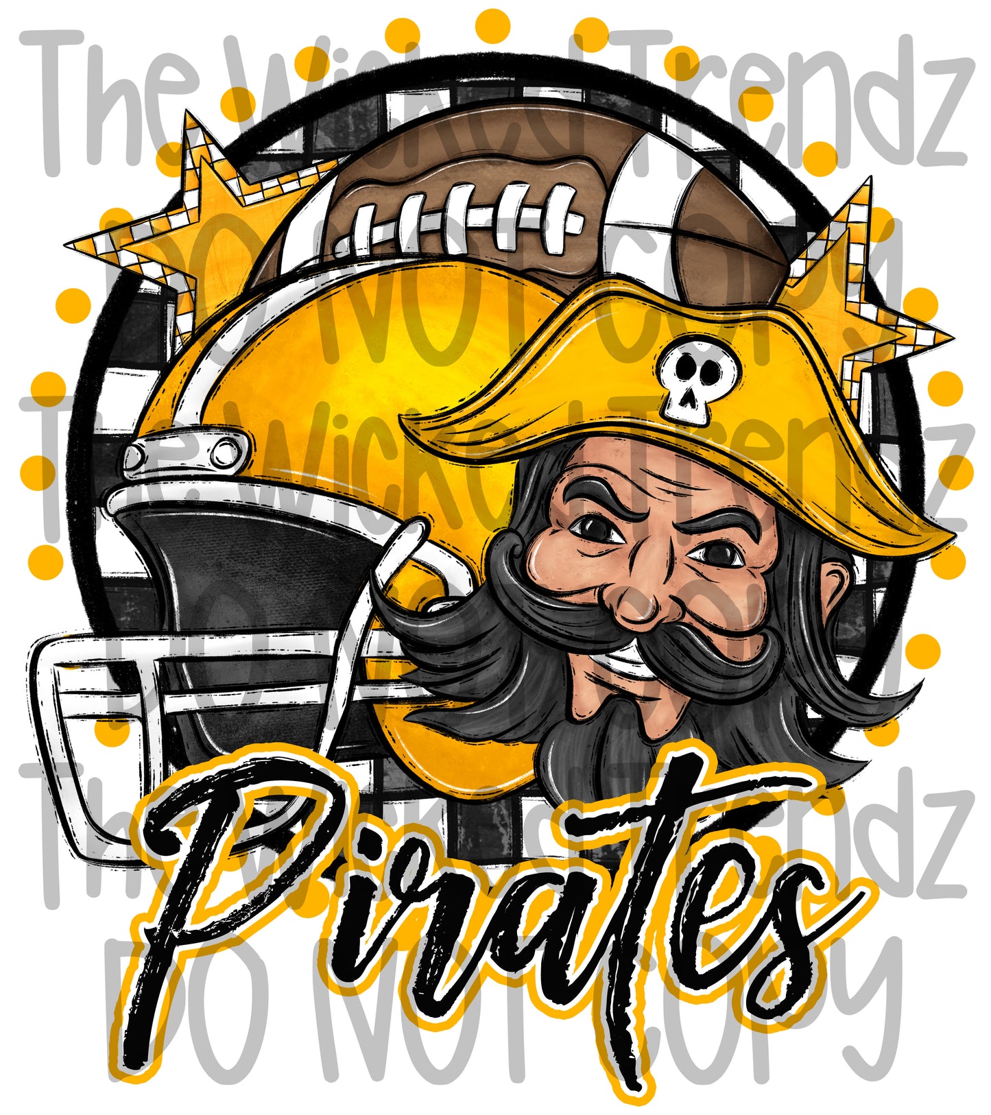 Pirates Yellow Football Mascot Digital Design