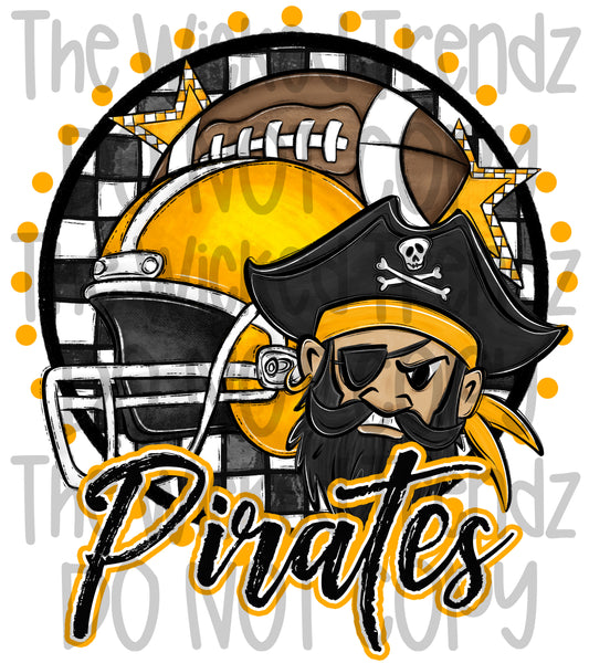 Pirates Yellow Football Team Mascot Digital Design
