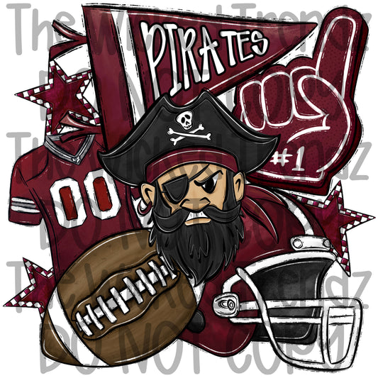 Pirates Maroon Football Team Mascot Digital Design