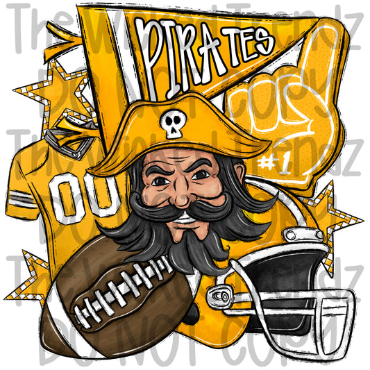 Pirates Yellow Football Team Mascot Digital Design