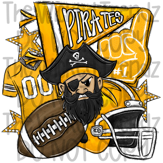 Pirates Yellow Football Team Mascot Digital Design