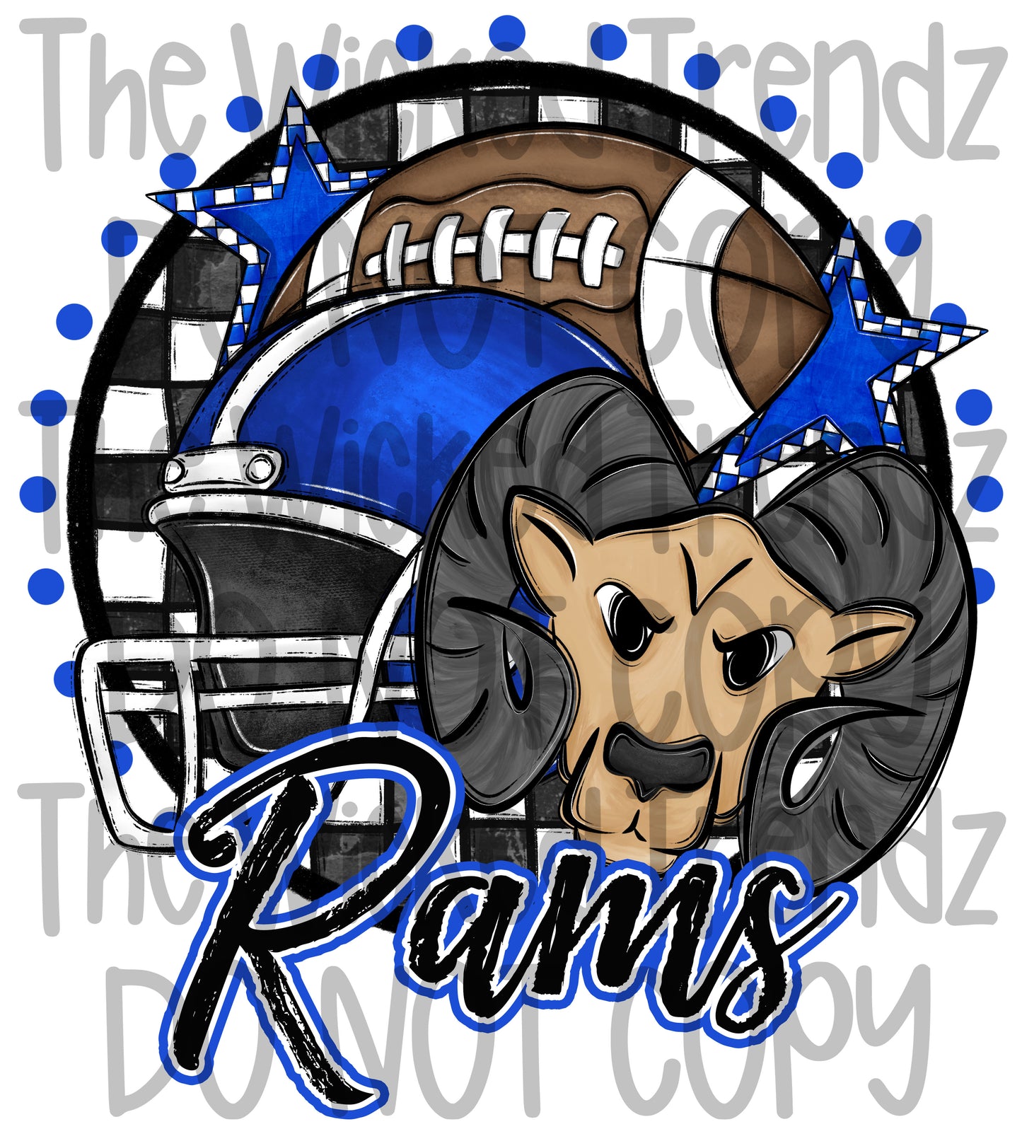 Rams Blue Football Mascot Digital Design