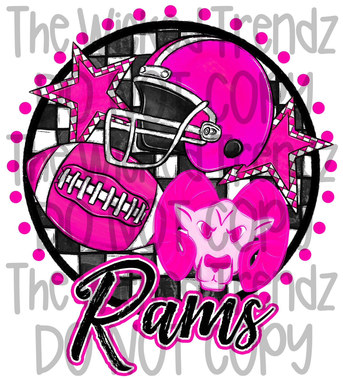 Rams Pink Out Football Cheer Mascot Digital Design October Awareness