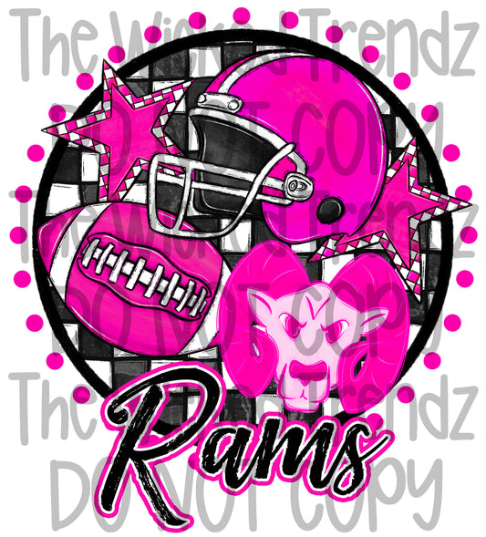 Rams Pink Out Football Cheer Mascot Digital Design October Awareness