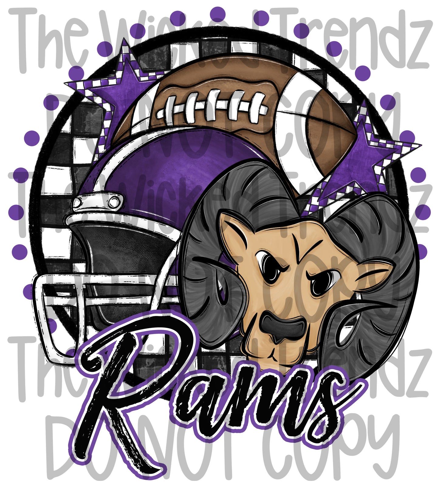 Rams Purple Football Mascot Digital Design