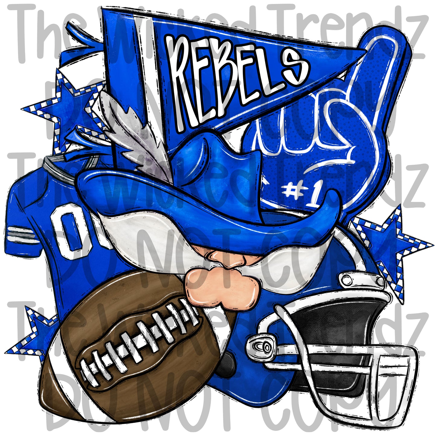 Rebels Blue Football Mascot Digital Design