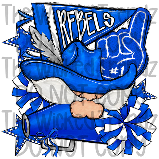Rebels Blue Cheer Cheerleading Cheerleader Mascot Digital Design Spirit Shirt Design