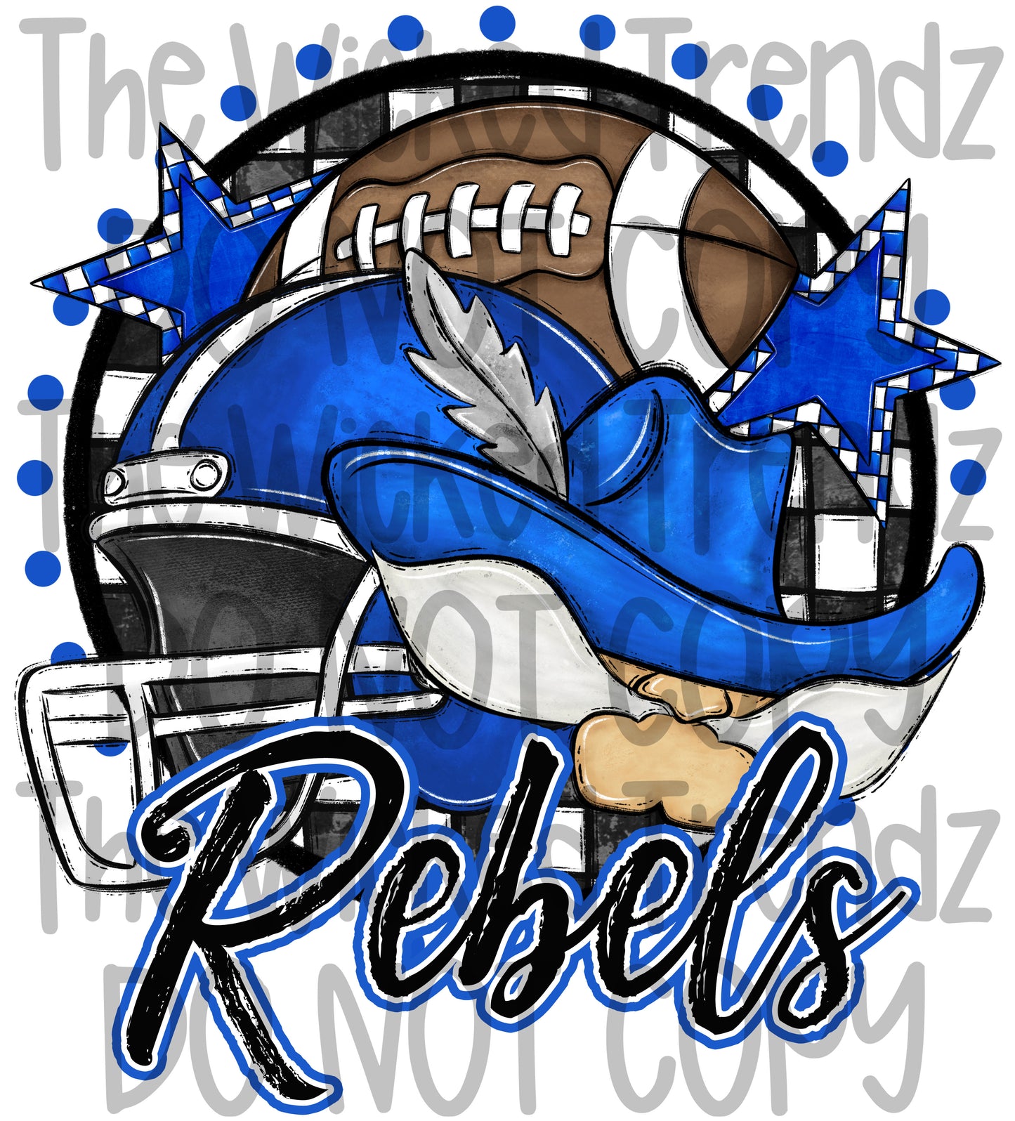 Rebels Blue Football Mascot Digital Design