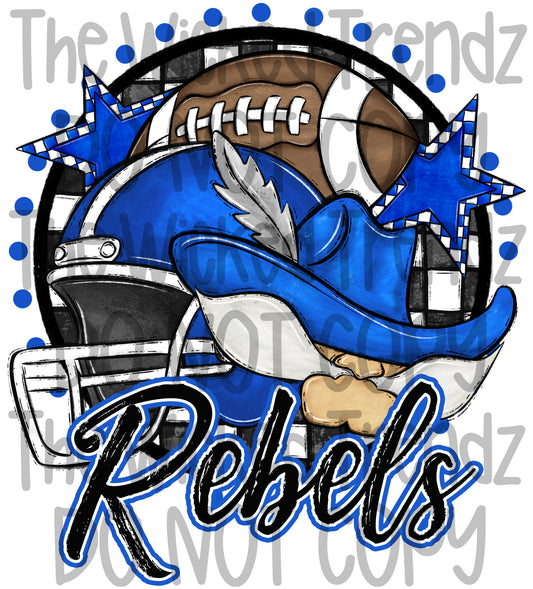 Rebels Blue Football Team Mascot Digital Design