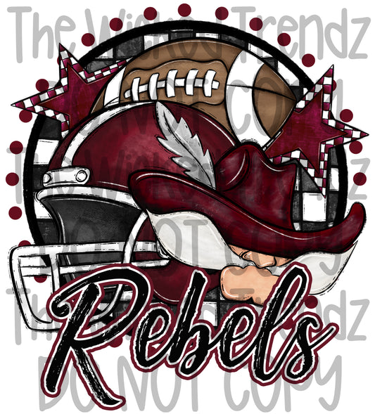 Rebels Maroon Football Team Mascot Digital Design