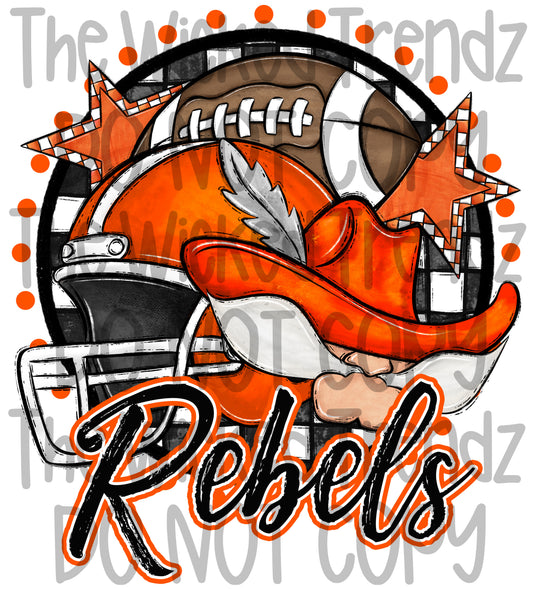 Rebels Orange Football Team Mascot Digital Design
