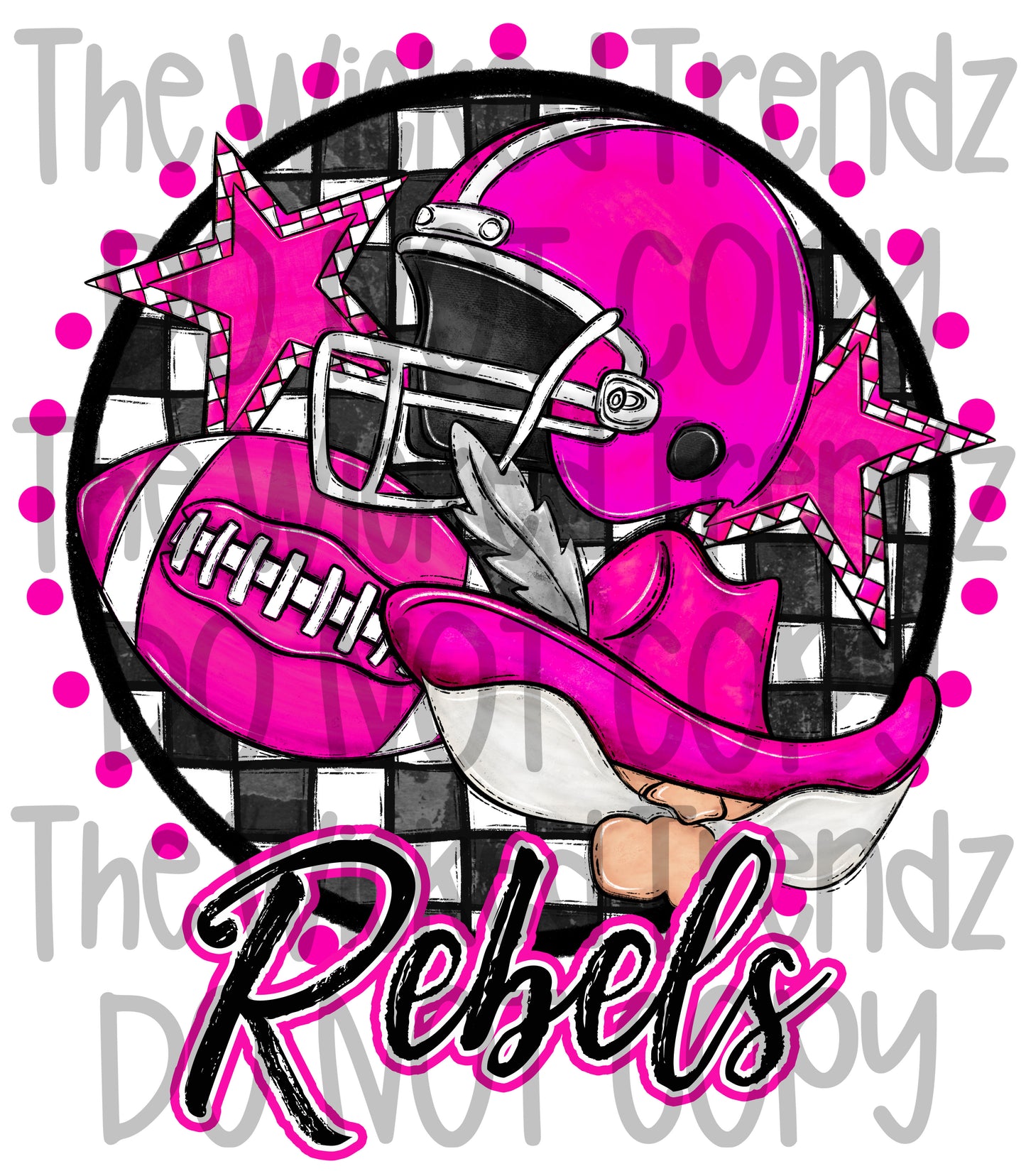 Rebels Pink Out Football Cheer Mascot Digital Design October Awareness