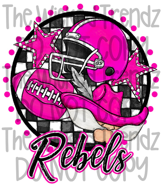 Rebels Pink Out Football Cheer Mascot Digital Design October Awareness