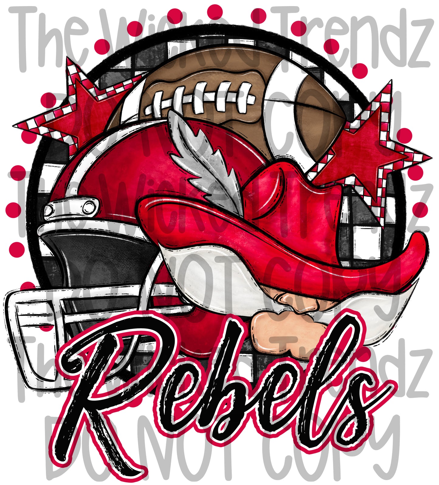 Rebels Red Football Mascot Digital Design