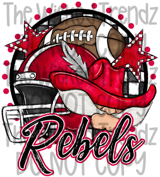 Rebels Red Football Team Mascot Digital Design