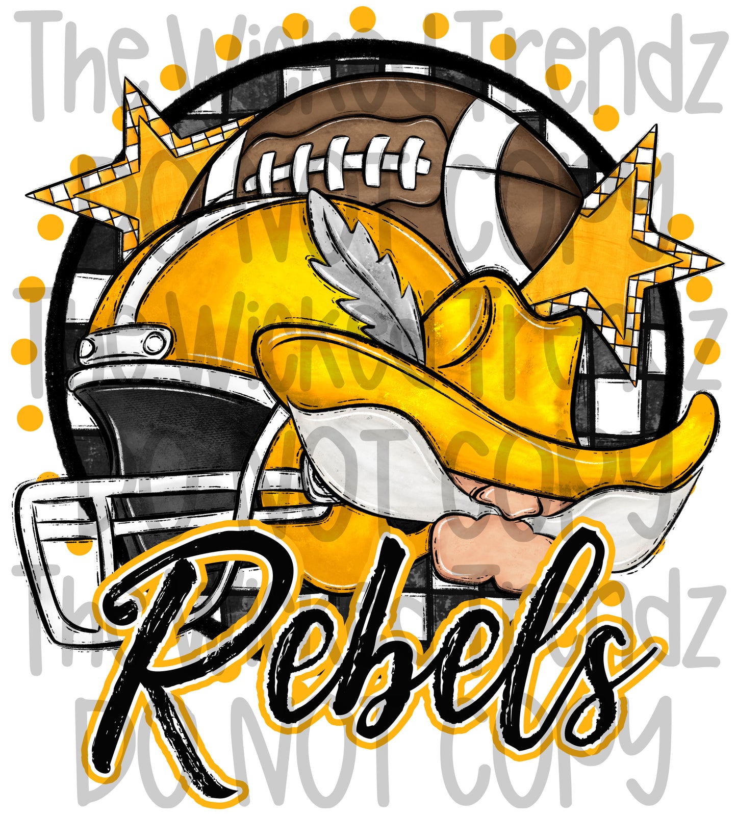 Rebels Yellow Football Mascot Digital Design