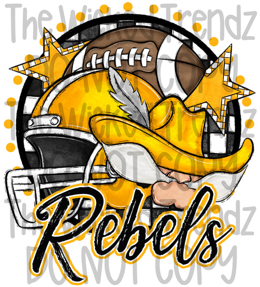 Rebels Yellow Football Team Mascot Digital Design