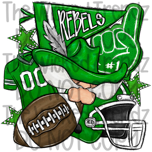 Rebels Green Football Team Mascot Digital Design