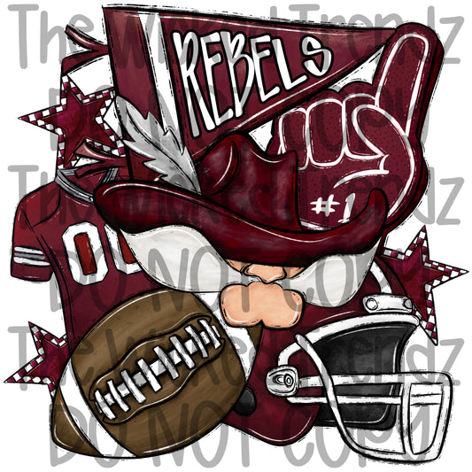 Rebels Maroon Football Team Mascot Digital Design