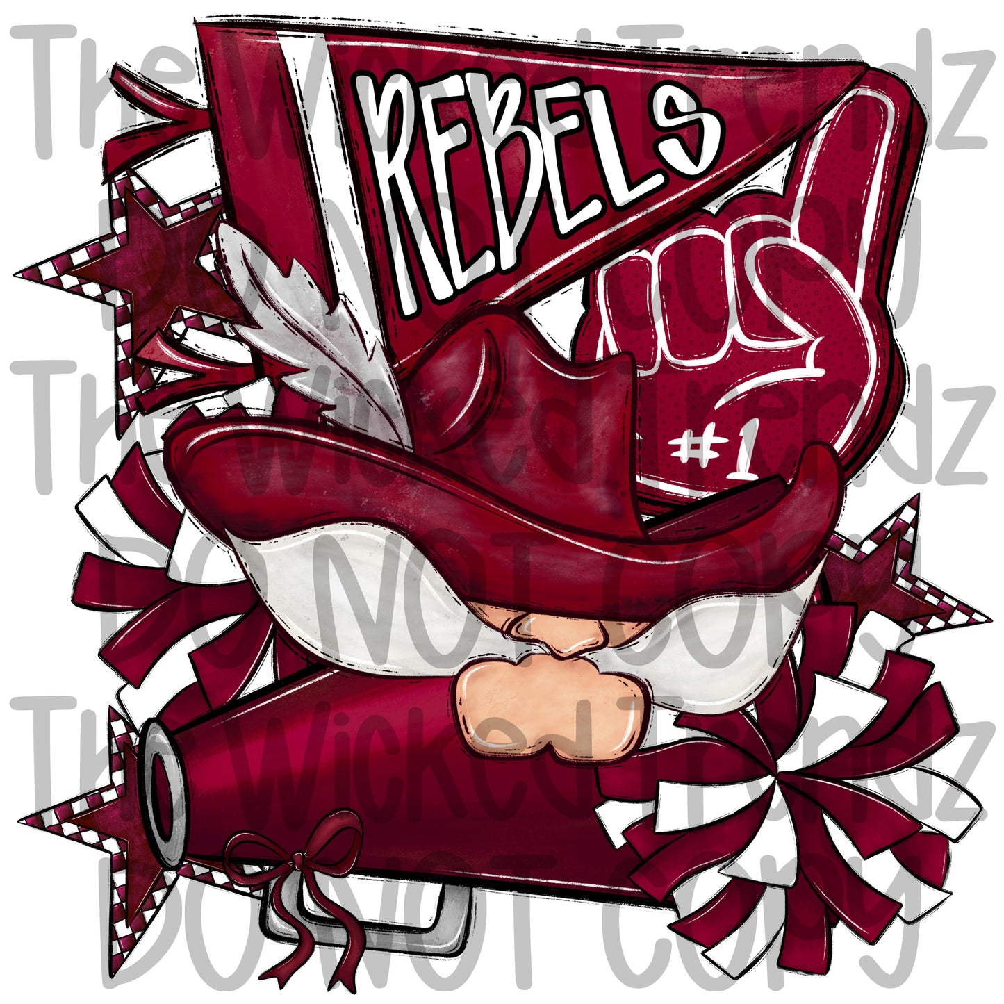 Rebels Maroon Cheer Cheerleading Cheerleader Mascot Digital Design Spirit Shirt Design