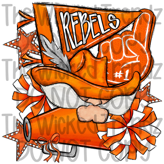 Rebels Orange Cheer Cheerleading Cheerleader Mascot Digital Design Spirit Shirt Design