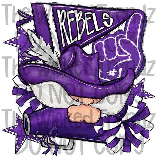 Rebels Purple Cheer Cheerleading Cheerleader Mascot Digital Design Spirit Shirt Design