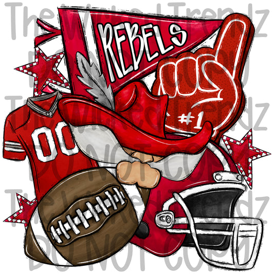 Rebels Red Football Team Mascot Digital Design