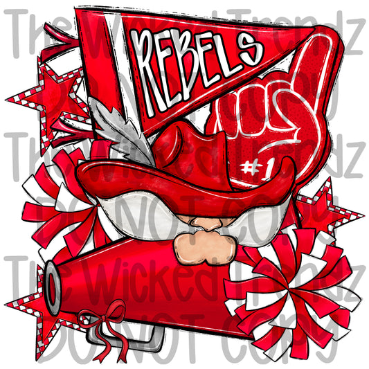 Rebels Red Cheer Cheerleading Cheerleader Mascot Digital Design Spirit Shirt Design