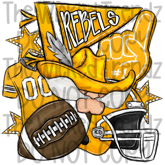 Rebels Yellow Football Team Mascot Digital Design